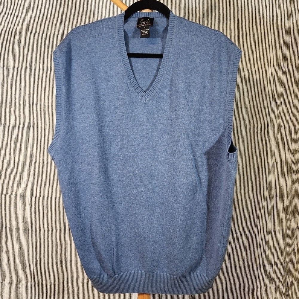 Jos. A. Bank XL $148 Blue Pima Cotton Sweater Vest V-Neck Signature Collection‎